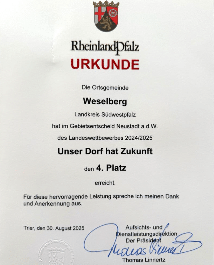 Urkunde Siegerehrung