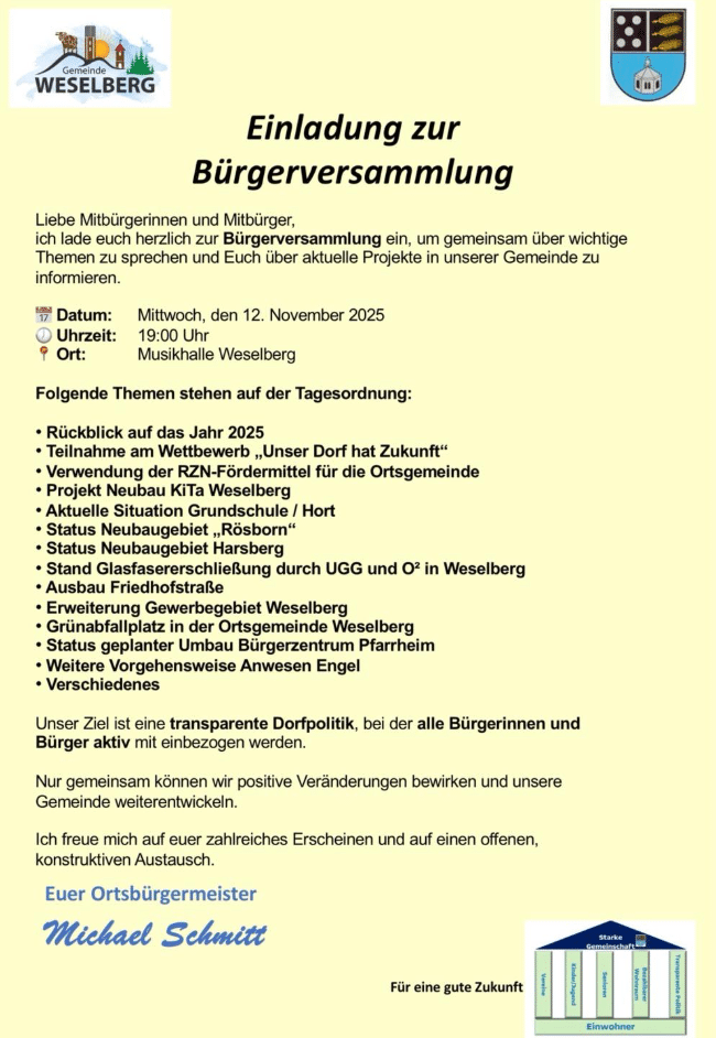 Einladung Bürgerversammlung November 2025