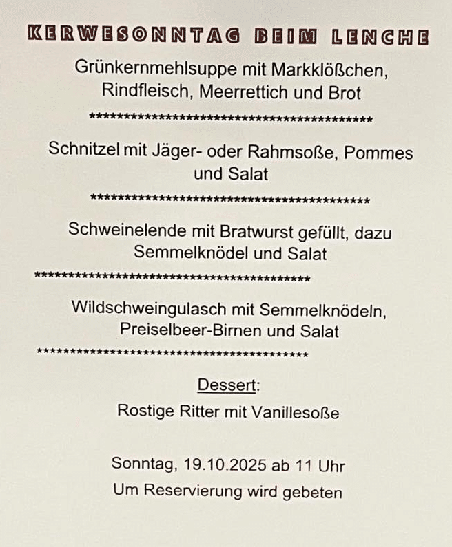 Kerwesonntag Weselberg 2025 - Lenchen