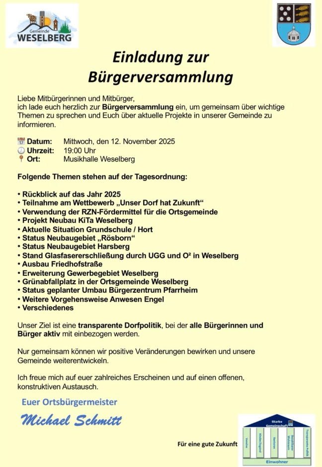 Einladung Bürgerversammlung