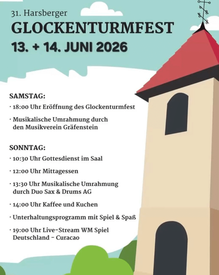 Herzliche Einladung zum 31. Harsberger Glockenturmfest!